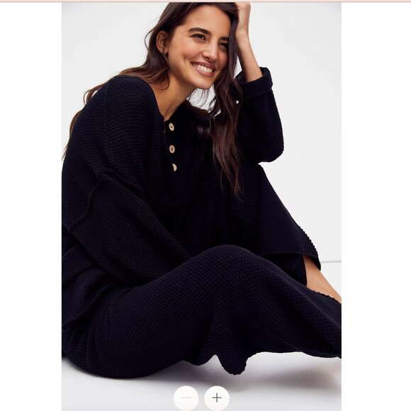 Free People - Hailee Sweater Set Top & Pants - Size XS - Black - Picture 2 of 11
